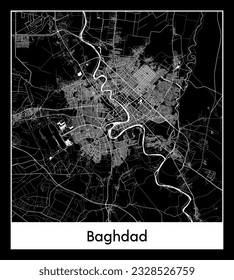 Baghdad Iraq Asia City map black white vector illustration