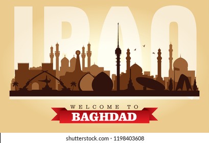 Baghdad Iraq city skyline vector silhouette illustration