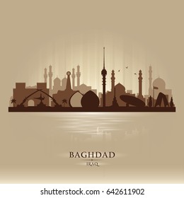 Baghdad Iraq city skyline vector silhouette illustration