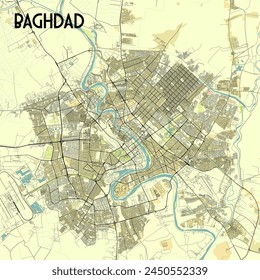 Baghdad, Iraq map poster art