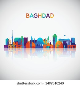 Baghdad skyline silhouette in colorful geometric style. Symbol for your design. Vector illustration.