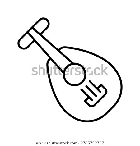 Baglama saz icon. Entertainment and string instrument line symbol. Black and white.