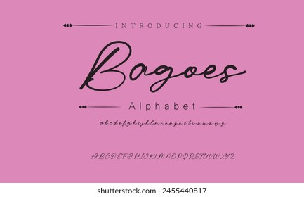 Bagoes Signature Font Calligraphy Logotype Script Brush Font Type Font lettering handwritten