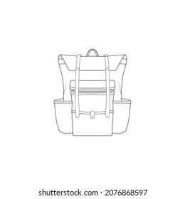 Vector de dibujo del contorno de Bagpack, Bagpack en un estilo de esbozo, contorno de plantilla de formadores, ilustración vectorial.
