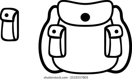 bagpack and pouch bag vector icon