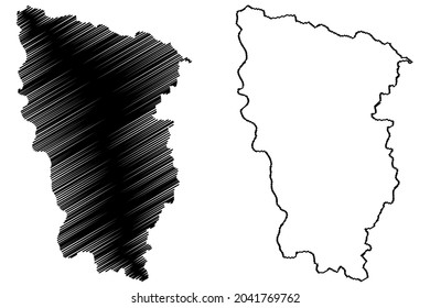 Bagpat district (Uttar Pradesh State, Republic of India) map vector illustration, scribble sketch Bagpat map