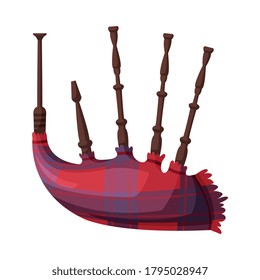 Bagpipe Classical Wind Musical Instrument Flat Style Vector Illustration on White Background