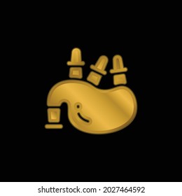 Bagpipe gold plated metalic icon or logo vector