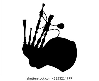 Bagpipe silhouette vector art white background