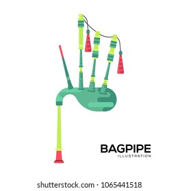 bagpipe vector illustration symbol object. Flat icon style concept design 