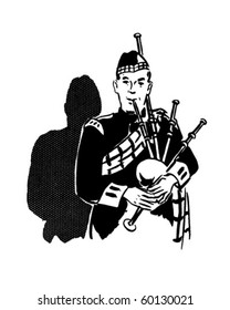 Bagpiper - Retro Clip Art