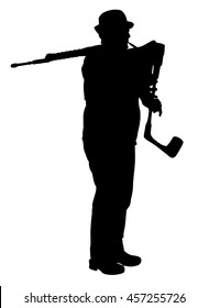Bagpiper vector silhouette on white background. Street perform. Music performer play on traditional instrument. Bagpipe, pipes vector.