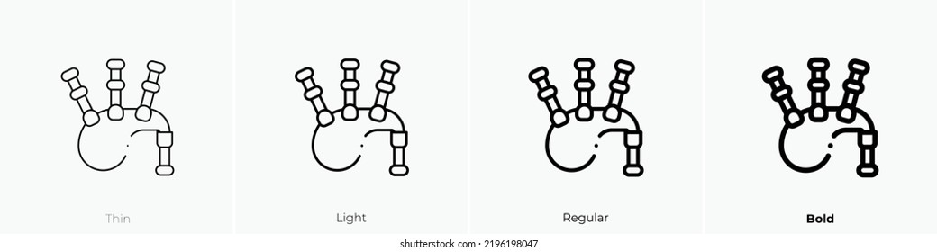 Bagpipes Icon. Thin, Light Regular And Bold Style Design Isolated On White Background