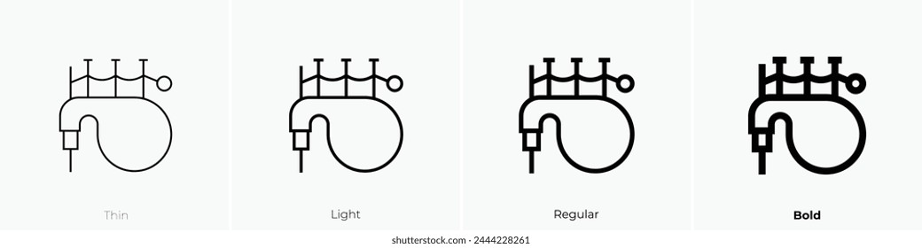 icono de gaitas. Diseño de estilo fino, ligero, regular y audaz aislado sobre fondo blanco