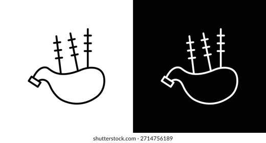 Dudelsäcke-Symbole. Linienzeichnung, Vektorsymbole