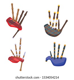 Bagpipes icons set. Isometric set of bagpipes vector icons for web design isolated on white background