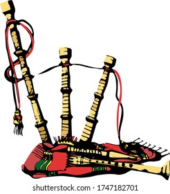 Bagpipes illustration with transparent background