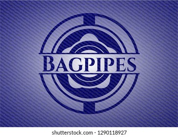 Bagpipes jean or denim emblem or badge background