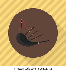 Bagpipes music instrument. Color flat icon