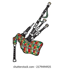 Bagpipes Musical Instrument Vector Illustration Isolated On A White Background
