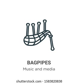 Bagpipes outline vector icon. Thin line black bagpipes icon, flat vector simple element illustration from editable music concept isolated on white background