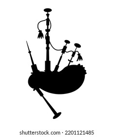 Bagpipes Silhouette, piob mhor wood wind musical instrument Vector