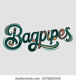 Bagpipes text of saint patrick day vector typography transparent background