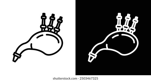 Bagpipes thin line vector icon set.