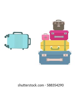 Bags of baggage and luggage concept. Vector illustration in style flat