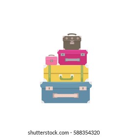Bags of baggage and luggage concept. Vector illustration in style flat
