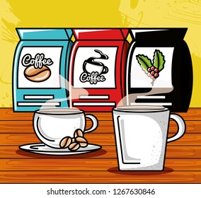 bags and delicious cups of coffee