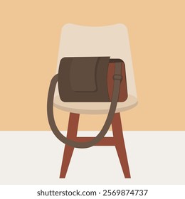 bags in fashion store showcase, vector illustration. Designer brand boutique, handbags and suitcases for men and women. Luxury accessories shop, trendy bags for casual quality lifestyle