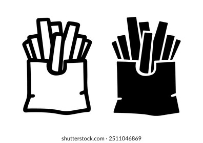 Bags of French Fries cartoon doodle, Vector.