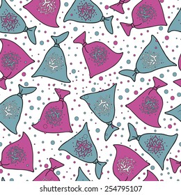 Bags with gifts. Seamless pattern