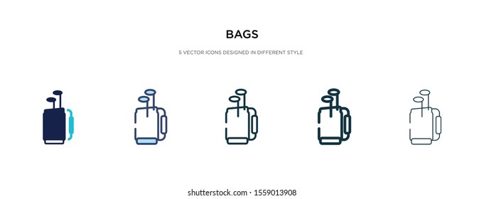 bags icon in different style vector illustration. two colored and black bags vector icons designed in filled, outline, line and stroke style can be used for web, mobile, ui