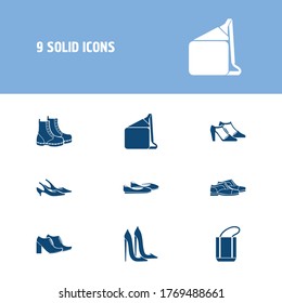 Bags icon set and crossbody bag with dr martens, t-strap shoes and tote. Shopper bag related bags icon vector for web UI logo design.