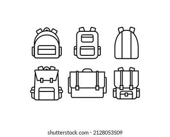 Icono de Bags conjunto contorno vector aislado.Iconos de bolsos escolares