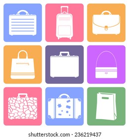 Bags icons, flat design vector