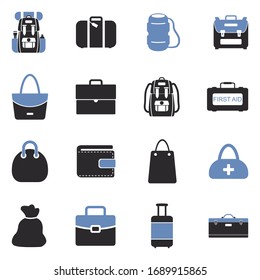 Bags Icons. Two Tone Flat Design. Vector Illustration.