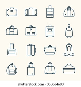 Bags line icon set