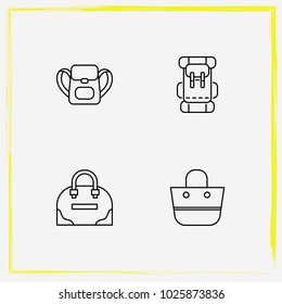 Bags line icon set backpack, shopper bag and tote