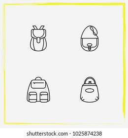Bags line icon set backpack, crossbody and purse