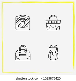 Bags line icon set backpack, handheld and tote