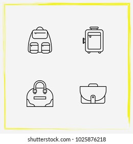 Bags line icon set backpack, tote and sathel