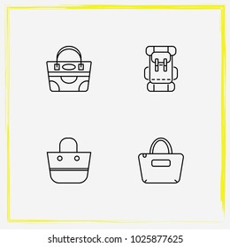 Bags line icon set backpack, shopper and shopper bag
