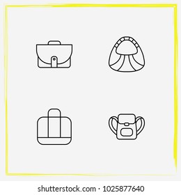 Bags line icon set backpack, sathel and duffle bag
