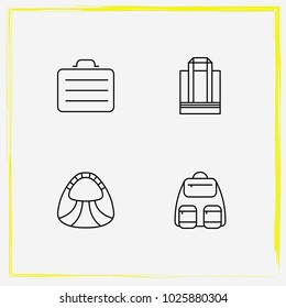 Bags line icon set backpack, shopper and shoulder bag