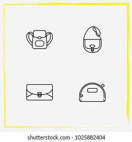 Bags line icon set backpack, crossbody and make-up bag