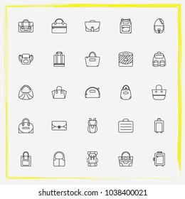 Bags line icon set backpack, shoulder bag and tote