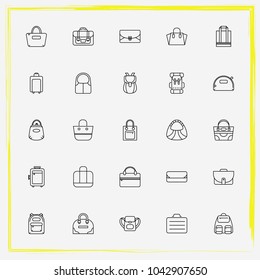 Bags line icon set backpack, satchel and handheld